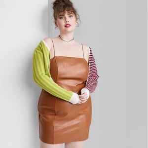 Wild Fable Faux Leather Bodycon Mini Dress 2X Copper Brown New NWT